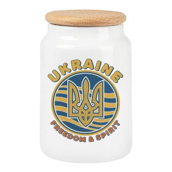 Ukraine Freiheit Geist Emblem - Keksdose mit Holzdeckel - Weiß - Vorne
