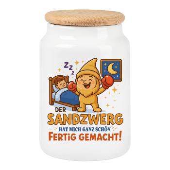 Der Sandzwerg schlägt zu ! - Keksdose mit Holzdeckel - Weiß - Vorne