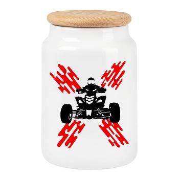 quad bike - Cookie Jar with Wooden Lid - white - Front