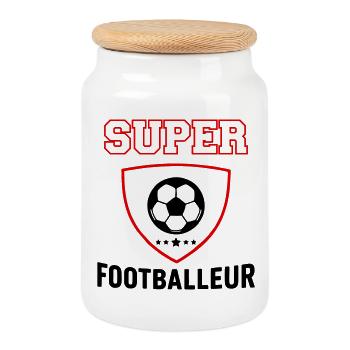 Super footballeur, fête des pères, noël - Boîte à biscuits avec couvercle en bois - blanc - Devant