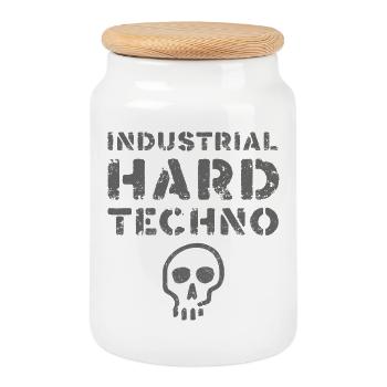 Industrial Hard Techno Skull - Cookie Jar with Wooden Lid - white - Front