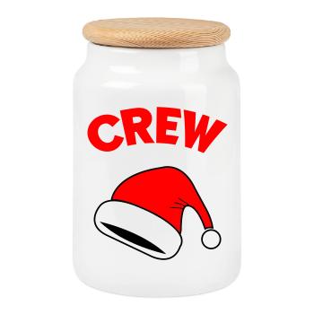 Équipage du Père Noël - Boîte à biscuits avec couvercle en bois - blanc - Devant