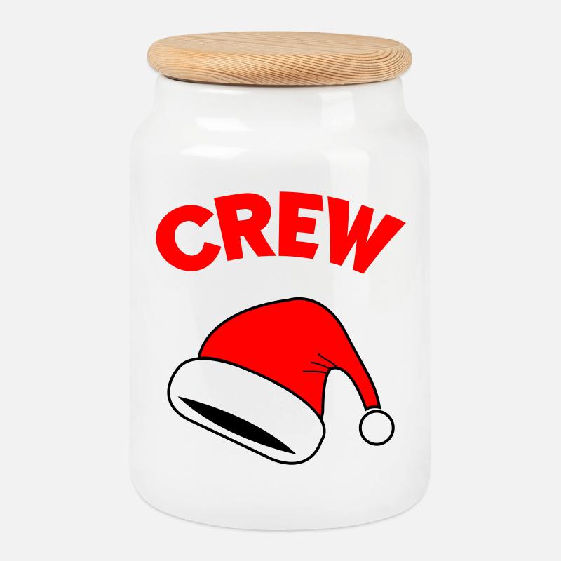 Santa Crew - Keksdose mit Holzdeckel - Weiß