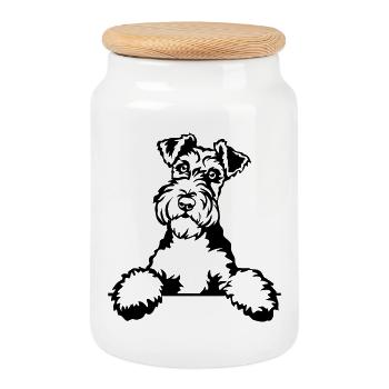 Foxterrier Kopf - Keksdose mit Holzdeckel - Weiß - Vorne