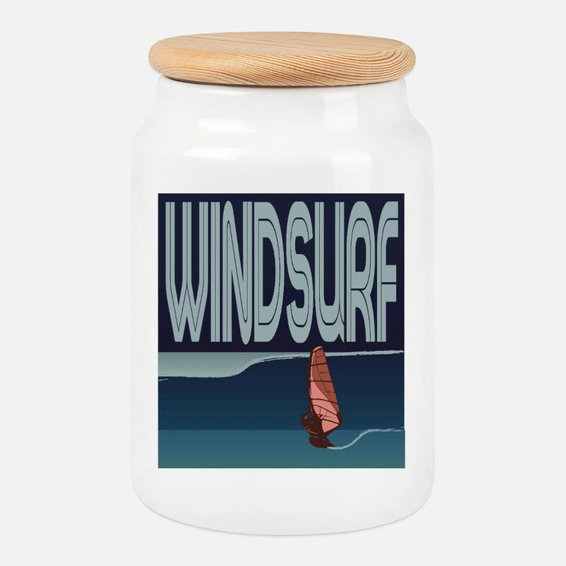 Windsurfer in Welle  - Keksdose mit Holzdeckel - Weiß