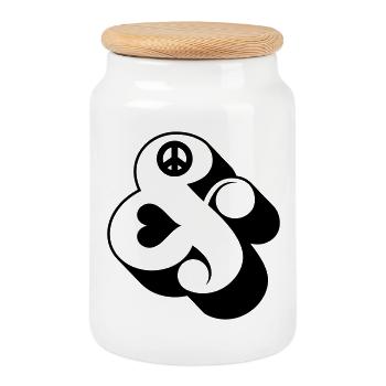 Et-Zeichen & – Funky Swag Peace Und Symbol Design - Keksdose mit Holzdeckel - Weiß - Vorne