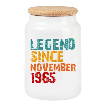 Legend 1965 Geschenke zum 60. Geburtstag für Männer Frauen 60 J - Keksdose mit Holzdeckel - Weiß - Vorne