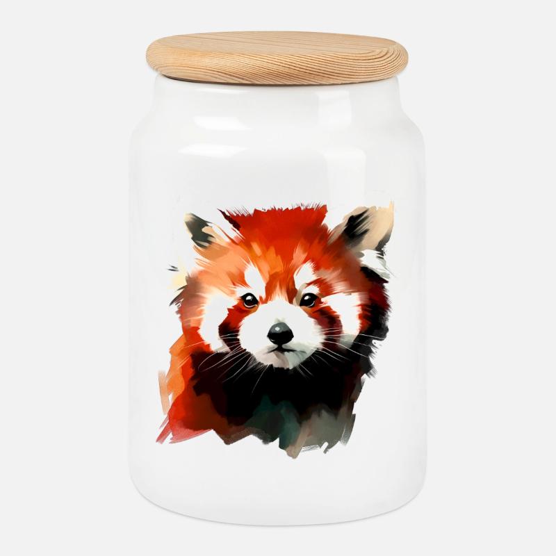 Kleiner Panda - Keksdose mit Holzdeckel - Weiß