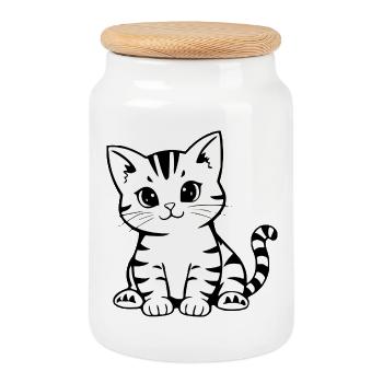 Chat Chaton Chat Chemise Chat T-shirt Cadeau - Boîte à biscuits avec couvercle en bois - blanc - Devant