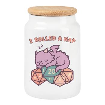 Nap Rolling Dragon - Cookie Jar with Wooden Lid - white - Front