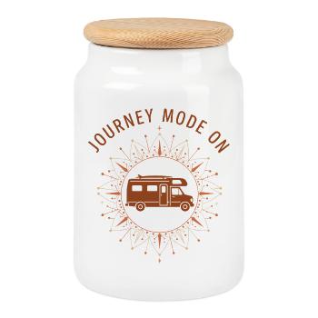 Journey Mode On - Cookie Jar with Wooden Lid - white - Front