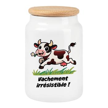 Vache bondissante prairie vachement irrésistible ! - Boîte à biscuits avec couvercle en bois - blanc - Devant