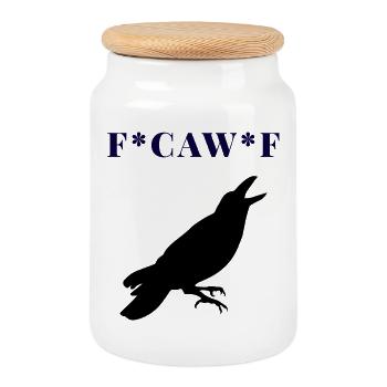 FCAWF Funny Crow Bird Design - Keksdose mit Holzdeckel - Weiß - Vorne