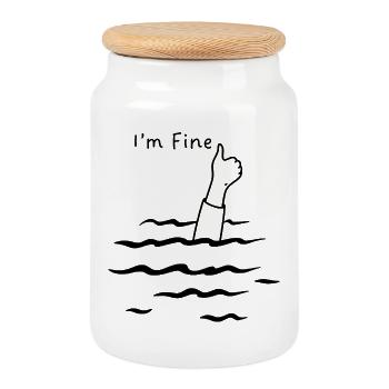 Ich habe guten Humor - Keksdose mit Holzdeckel - Weiß - Vorne