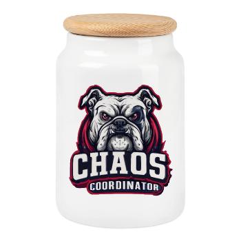 Bulldog Chaos Coordinator - Cookie Jar with Wooden Lid - white - Front