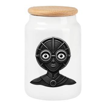 FREE YOUR MIND [Black & White] - Boîte à biscuits avec couvercle en bois - blanc - Devant