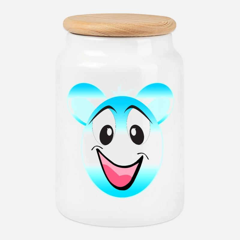 Fröhlicher Blau Weiß Bärenmaskottchen - Keksdose mit Holzdeckel - Weiß