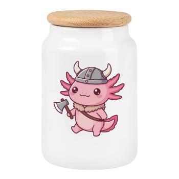 Petit Dragon Viking - Boîte à biscuits avec couvercle en bois - blanc - Devant