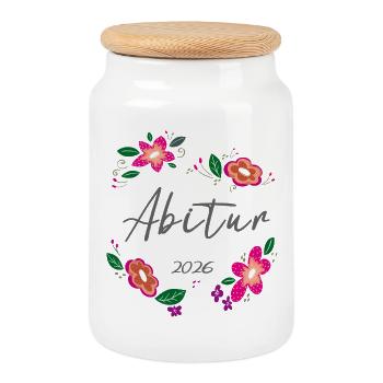 Abitur 2026 - Boîte à biscuits avec couvercle en bois - blanc - Devant