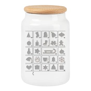 Advent calendar (cut out the door) - Cookie Jar with Wooden Lid - white - Front