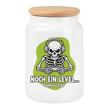 Gamer Skeleton Encore un Niveau - Boîte à biscuits avec couvercle en bois - blanc - Devant