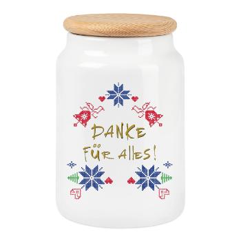 Thanks for everything - Cookie Jar with Wooden Lid - white - Front