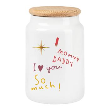  Mommy Daddy i love you - Keksdose mit Holzdeckel - Weiß - Vorne