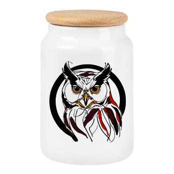 Night Owl - Cookie Jar with Wooden Lid - white - Front