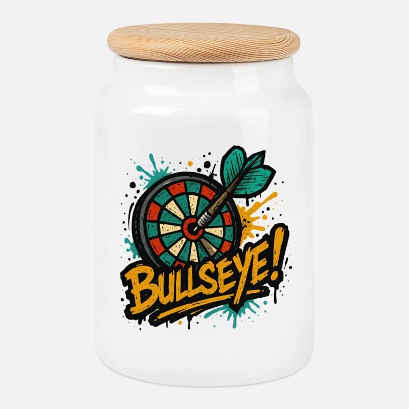 Dart Bullseye - Keksdose mit Holzdeckel - Weiß