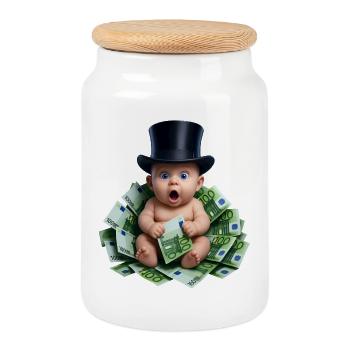 BORN TRADER – Baby & Kinder - Keksdose mit Holzdeckel - Weiß - Vorne