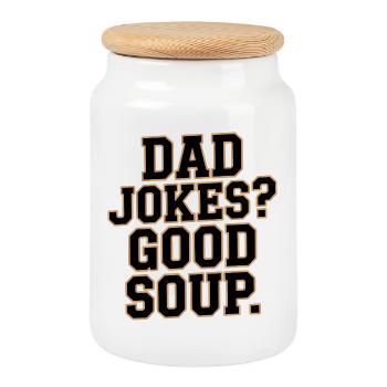 Papa plaisante : Bonne soupe en disant pour les pères - Boîte à biscuits avec couvercle en bois - blanc - Devant