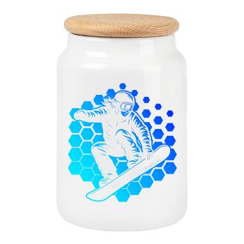 Style snowboard pour toutes les occasions - Boîte à biscuits avec couvercle en bois - blanc - Devant
