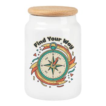 Find Your Way Compass - Cookie Jar with Wooden Lid - white - Front
