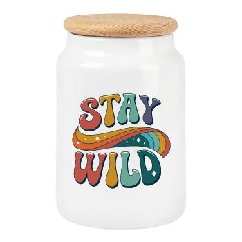 Stay Wild Palette Arc-en-Ciel - Boîte à biscuits avec couvercle en bois - blanc - Devant
