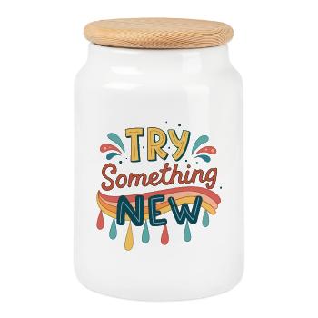 Try Something New - Cookie Jar with Wooden Lid - white - Front