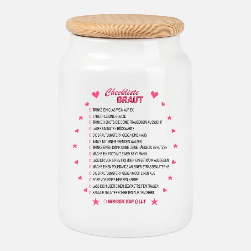 Braut Checkliste Pink - Keksdose mit Holzdeckel - Weiß
