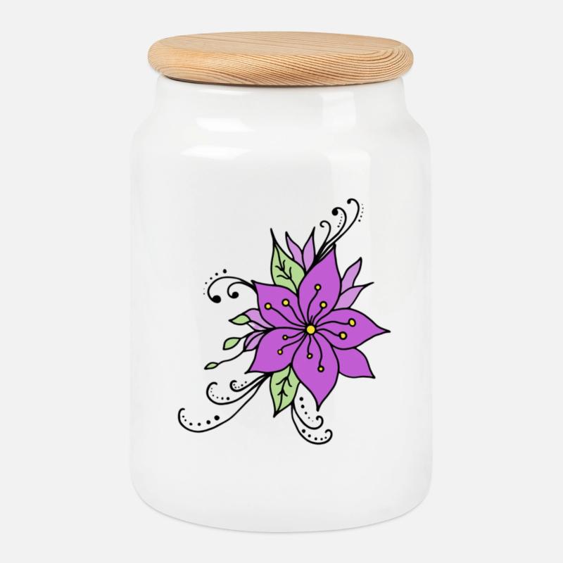 Hibiskusblüte - Keksdose mit Holzdeckel - Weiß