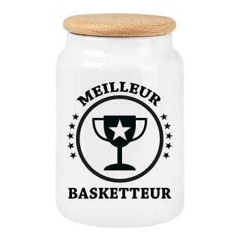 Best Basketball Player - Cookie Jar with Wooden Lid - white - Front
