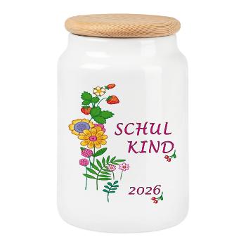 Schoolchild 2026 - Cookie Jar with Wooden Lid - white - Front