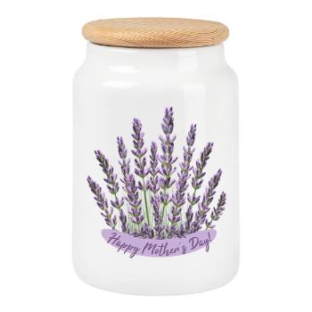 Lavendel Herz Muttertag Motiv beste Mama - Keksdose mit Holzdeckel - Weiß - Vorne