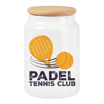 Je peux pas j ai padel - Boîte à biscuits avec couvercle en bois - blanc - Devant