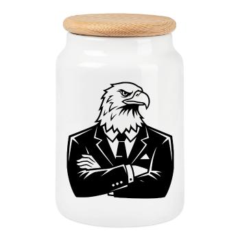 Eagle in a Suit – Leadership Animal Design - Boîte à biscuits avec couvercle en bois - blanc - Devant