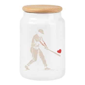 Silhouette Batter Baseball Valentinstagskarte - Keksdose mit Holzdeckel - Weiß - Vorne
