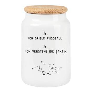 Frauen Fussball - Keksdose mit Holzdeckel - Weiß - Vorne