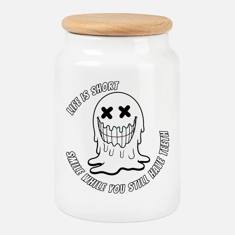 Life & Teeth.TR - Cookie Jar with Wooden Lid - white