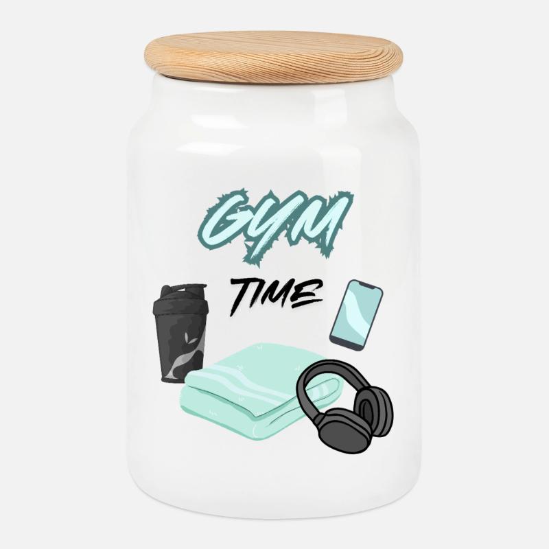 GYM TIME - Keksdose mit Holzdeckel - Weiß