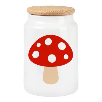 Pilz - Keksdose mit Holzdeckel - Weiß - Vorne