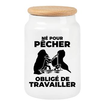 Guadeloupe Fisherman Gift - Gwada Fisherman T-shirt - Cookie Jar with Wooden Lid - white - Front