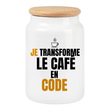 I turn the code into a coffee - Cookie Jar with Wooden Lid - white - Front