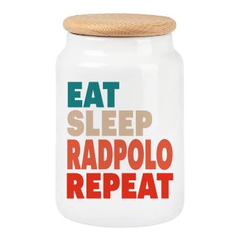 Eat Sleep Rad Polo Repeat, Radpolo - Keksdose mit Holzdeckel - Weiß - Vorne